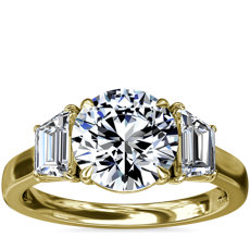 Three-Stone Trapezoid Sidestone Diamond Engagement Ring in 18k Yellow Gold (1 ct. tw.)